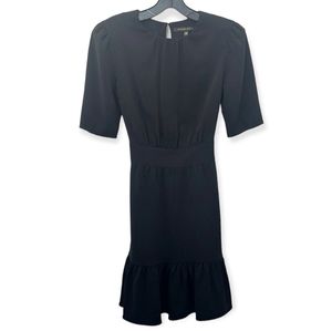 Cynthia Steffe Women's Size 0 Dress Black Half Sleeve Tie Waistband Ruffle LBD